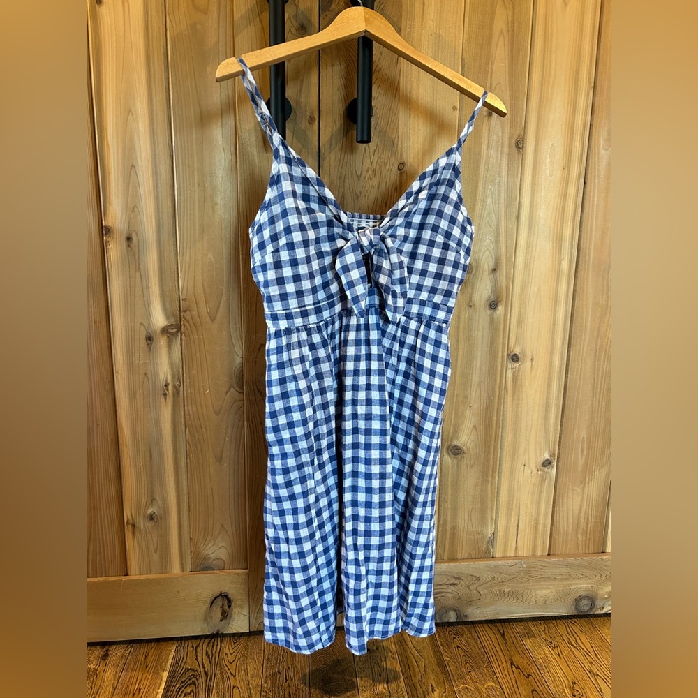Old Navy Blue and White Gingham Tie-Front Dress